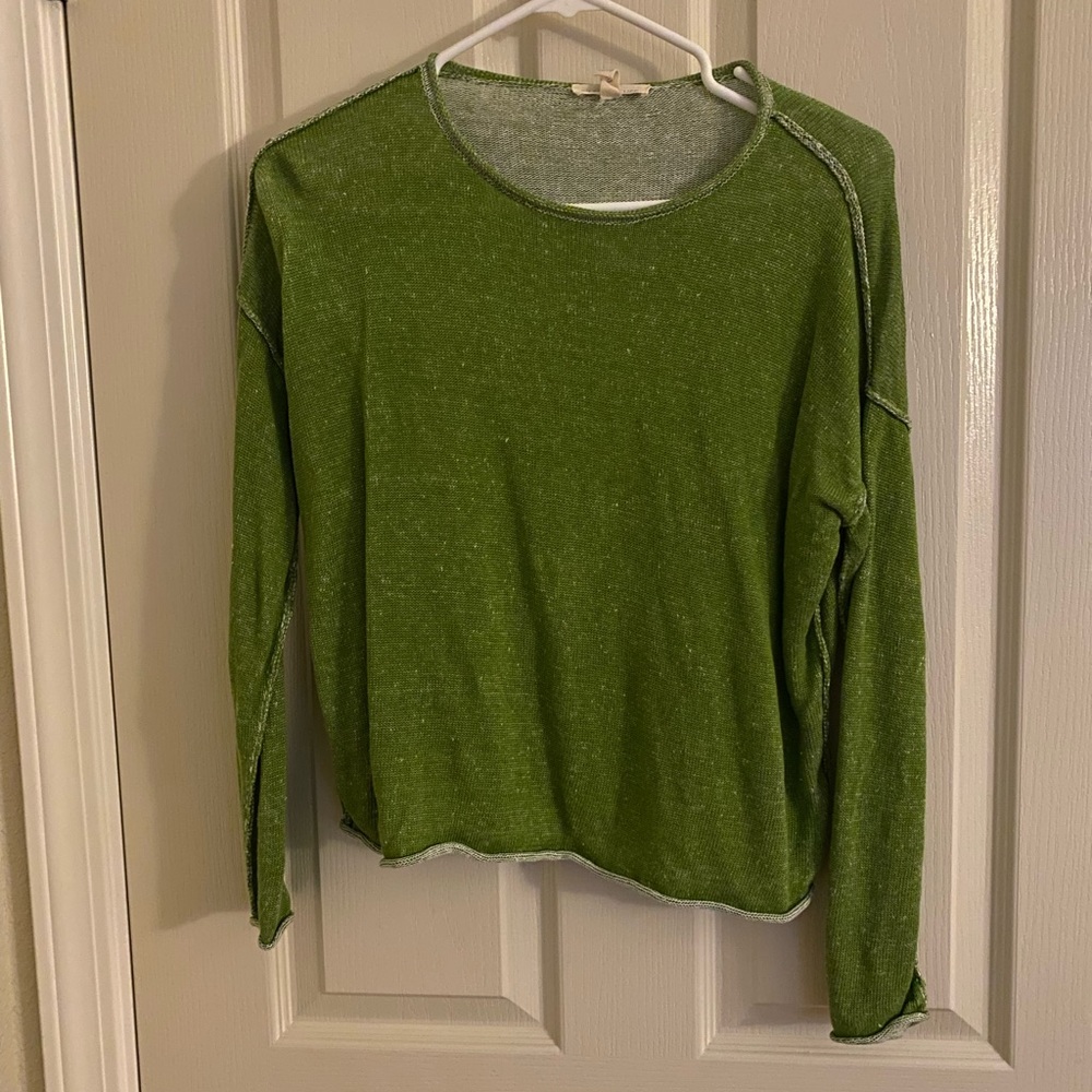 Eileen fisher 100% organic linen green long sleeve top